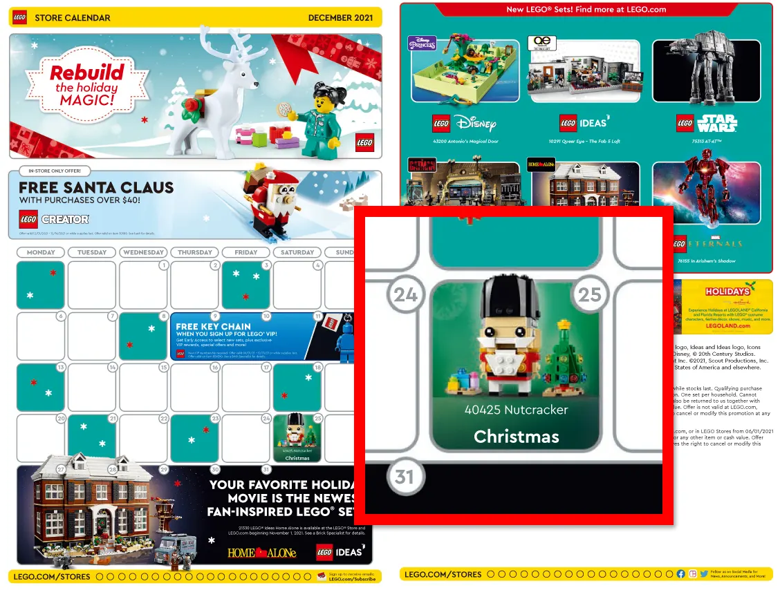 サンタクロースミニセットプレゼントなど：米国版2021年12月レゴ(R)ストアストアカレンダー公開