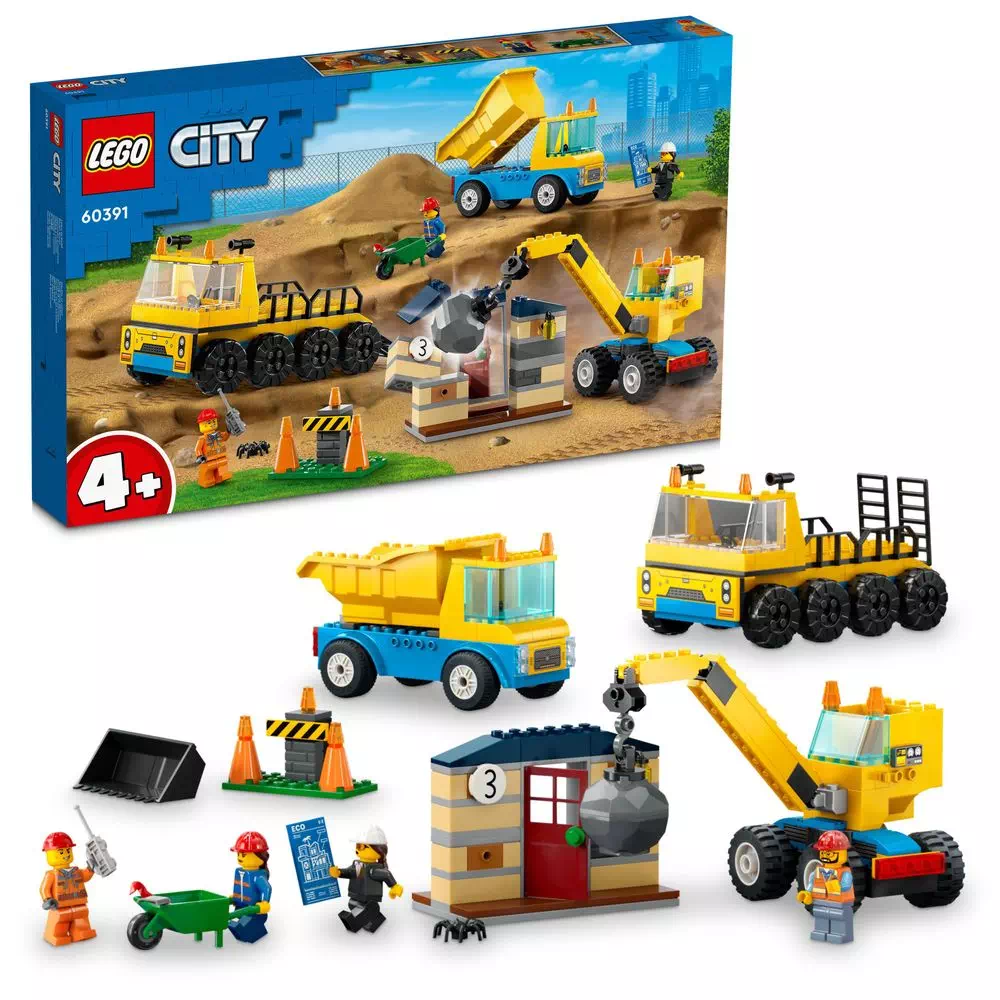 LEGO(R)CITY Construction Trucks and Wrecking Ball Crane 60391 