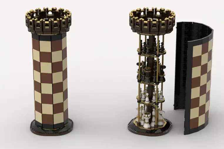 タワー型チェスセットがレゴ(R)アイデアレビュー進出(2024～2025新作候補) |持ち歩いて遊べる『タワー型チェスセット』がレゴ(R)アイデアレビュー進出(2024～2025新作候補) | 2024年第1回1万サポート獲得デザイン紹介