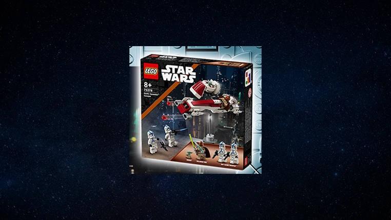 The new LEGO® Star Wars set featuring Grogu’s escape scene, “BARC Speeder Escape (75378),” expected to be released in May unveiled at Amazon